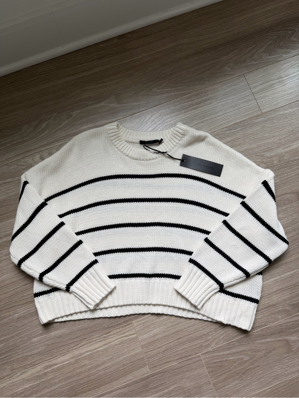 NWT Jenni Kayne Women’s Chloe Crewneck Knit Sweater Sz XXL Black Stripe